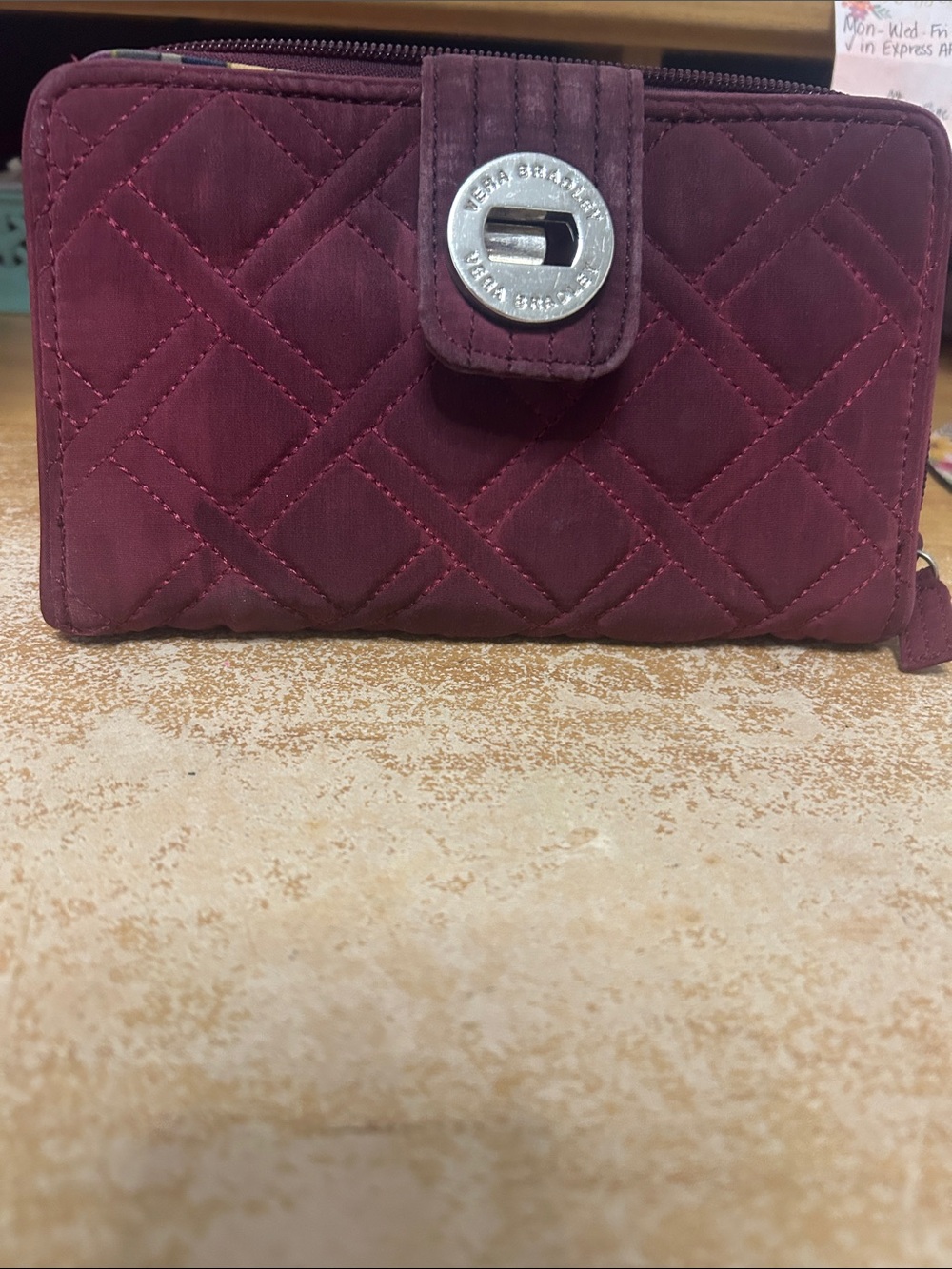 Vera Bradley Quilted Wallet in Deep Wine